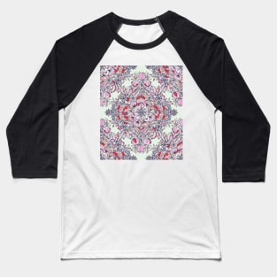 Floral Diamond Doodle in Red and Pink Baseball T-Shirt